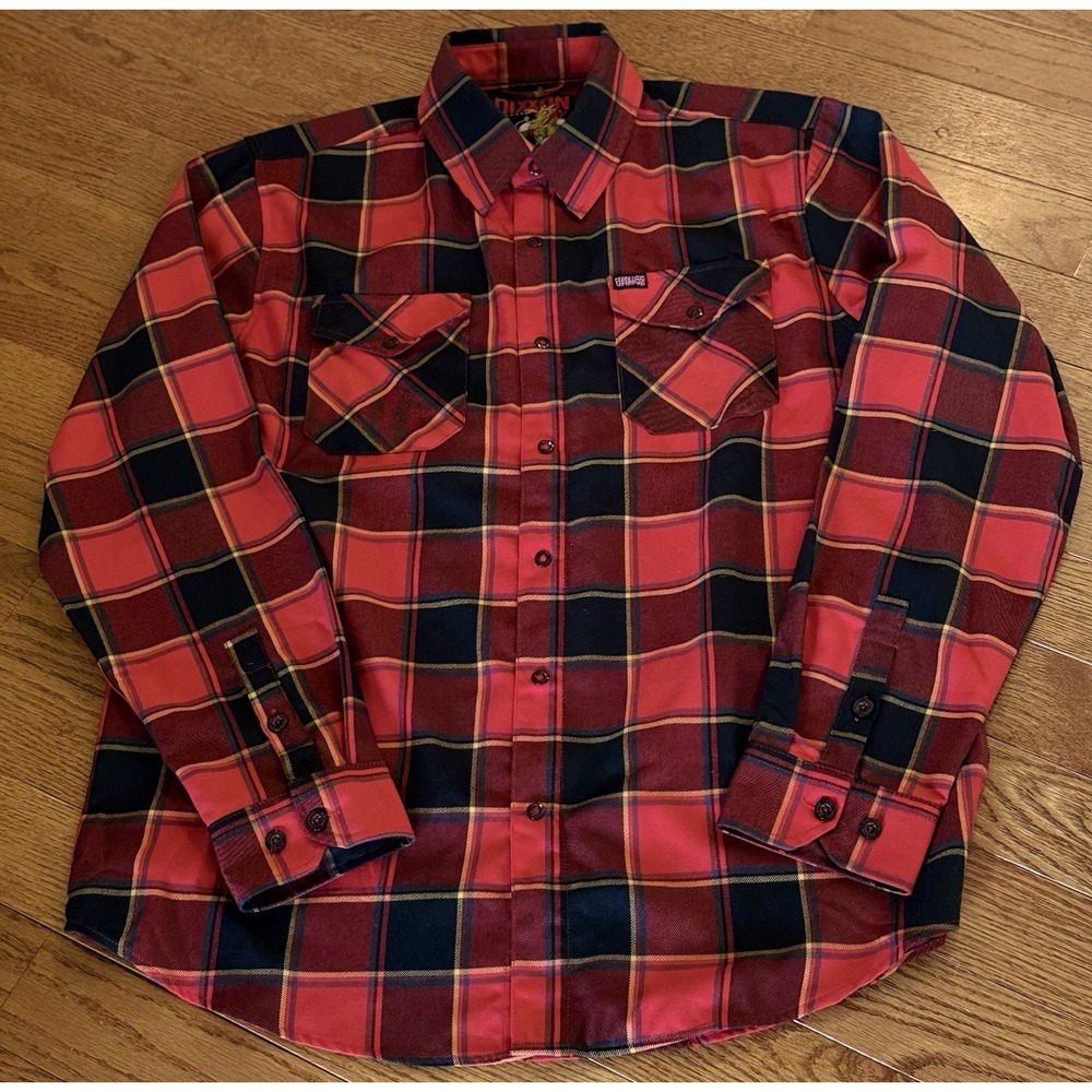 Dixxon Flannel x Steve Caballero Dragon Red Plaid Shirt Men's Large LS Snap - Picture 2 of 8
